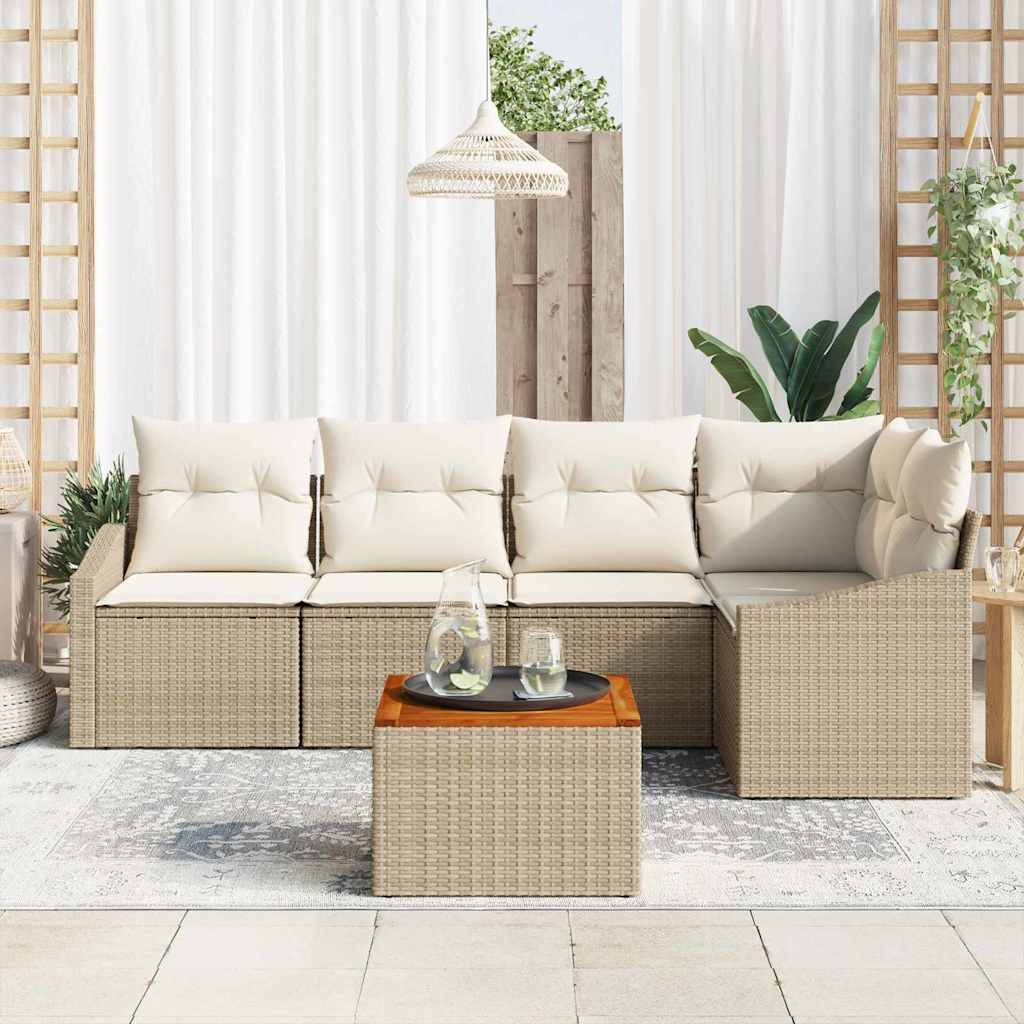 Havesofa Sæt 6 stk. Beige polyrattan