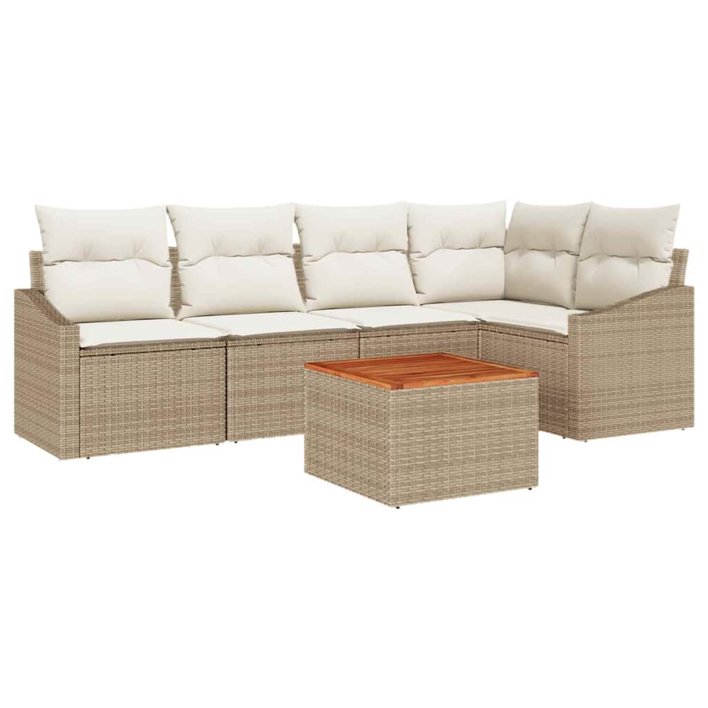 Havesofa Sæt 6 stk. Beige polyrattan