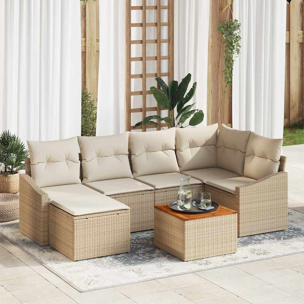 Havesofa Sæt 7 stk. Beige polyrattan