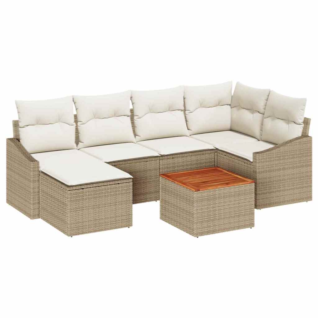 Havesofa Sæt 7 stk. Beige polyrattan