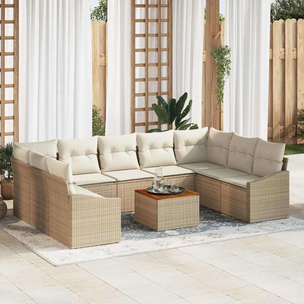 Havesofa Sæt 10 stk. Beige polyrattan