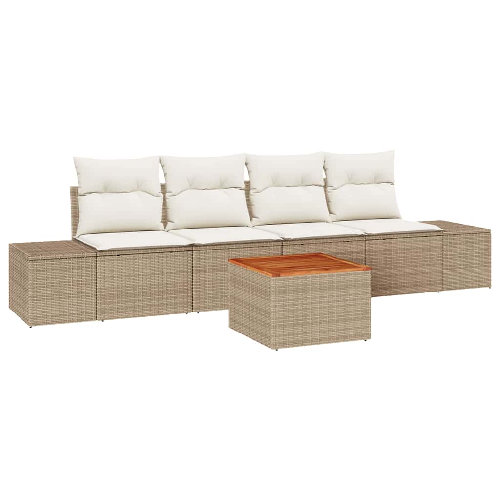 Havesofa Sæt 5 stk. Beige polyrattan