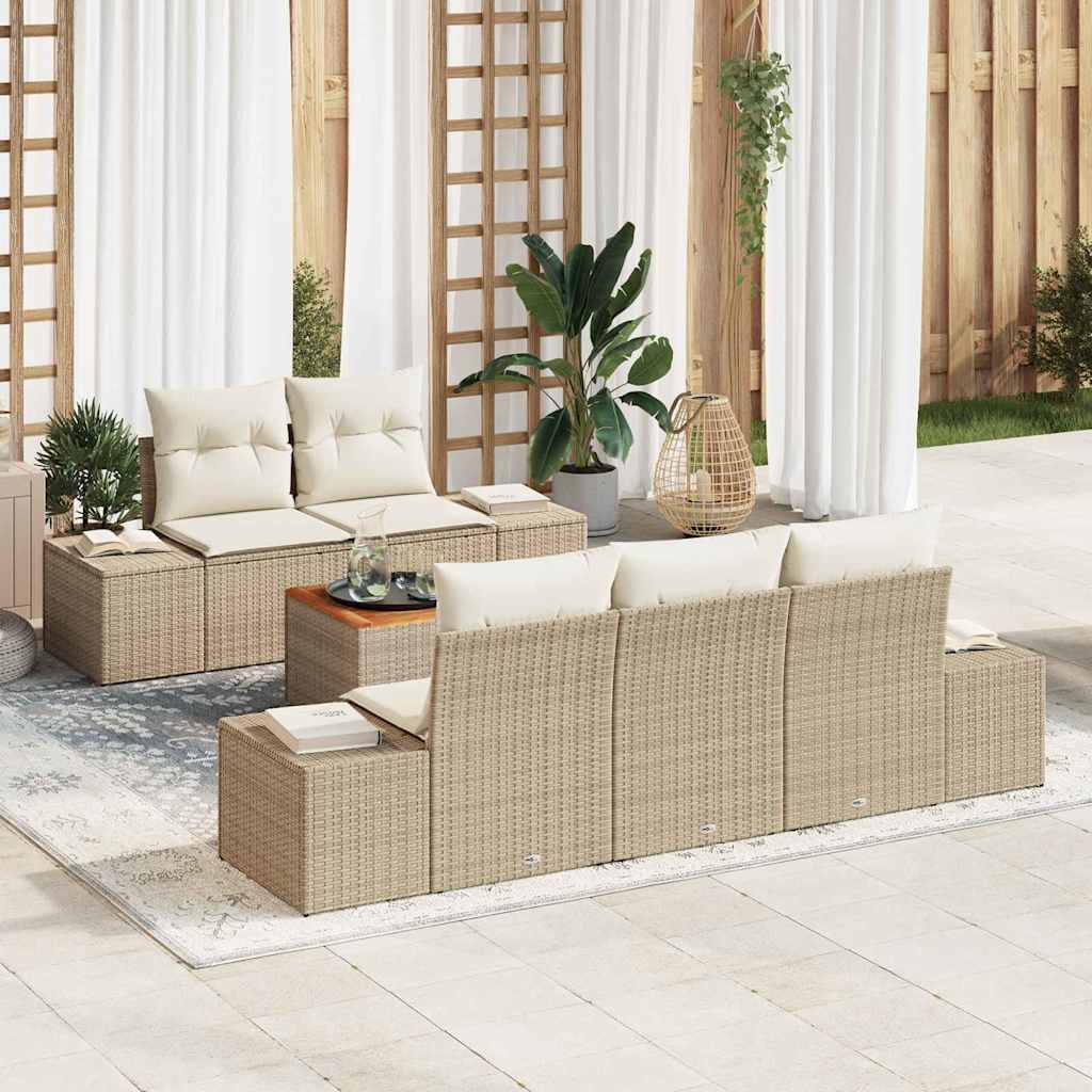 Havesofa Sæt 6 stk. Beige polyrattan