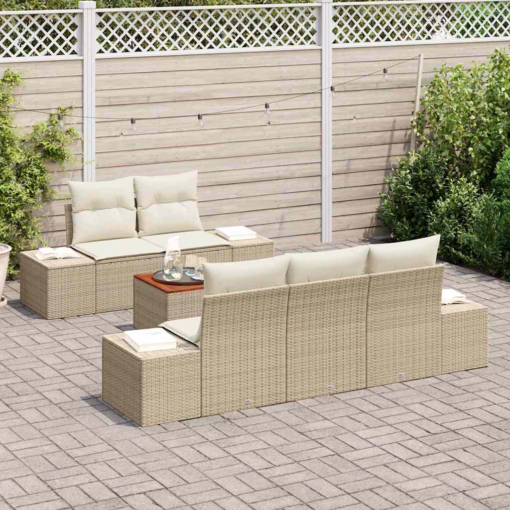 Havesofa Sæt 6 stk. Beige polyrattan
