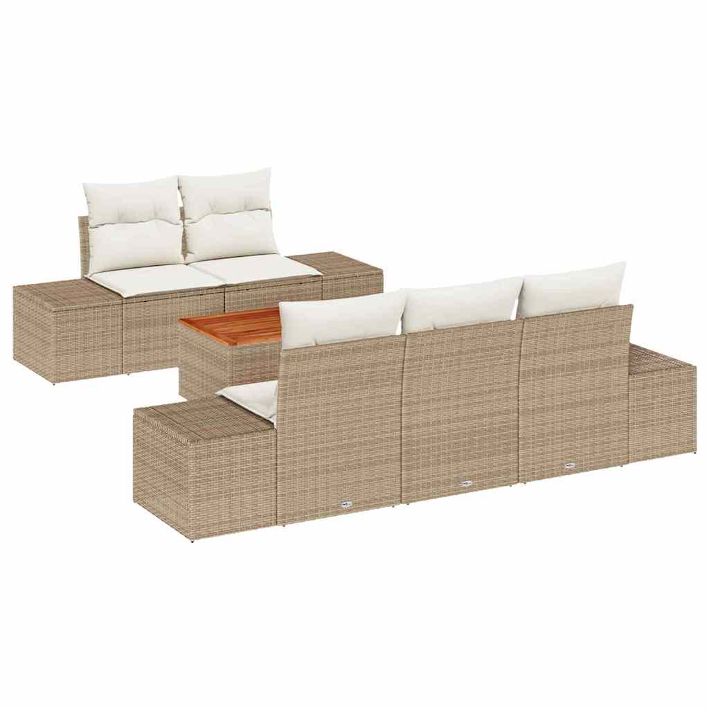 Havesofa Sæt 6 stk. Beige polyrattan