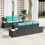 Havesofa Sæt 6 stk. Sort polyrattan