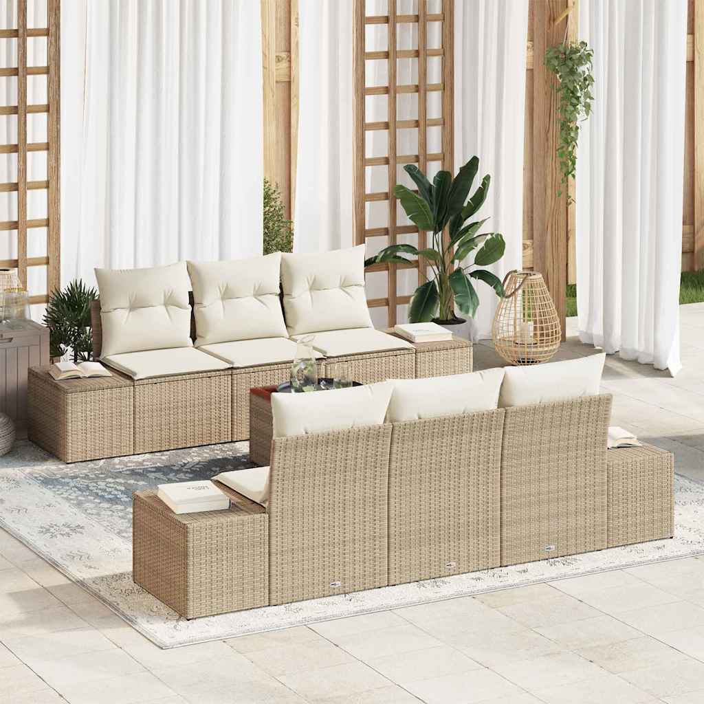 Havesofa Sæt 7 stk. Beige polyrattan