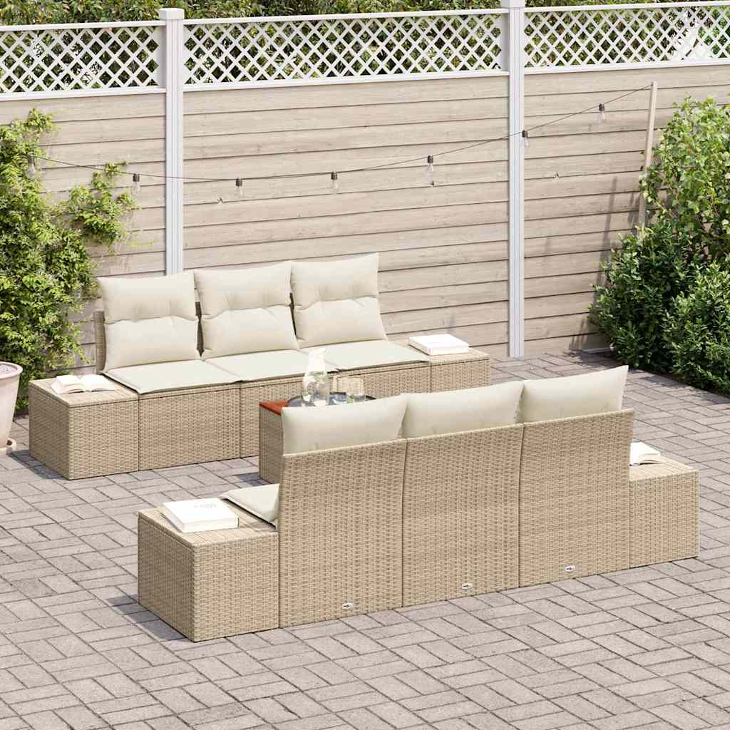 Havesofa Sæt 7 stk. Beige polyrattan
