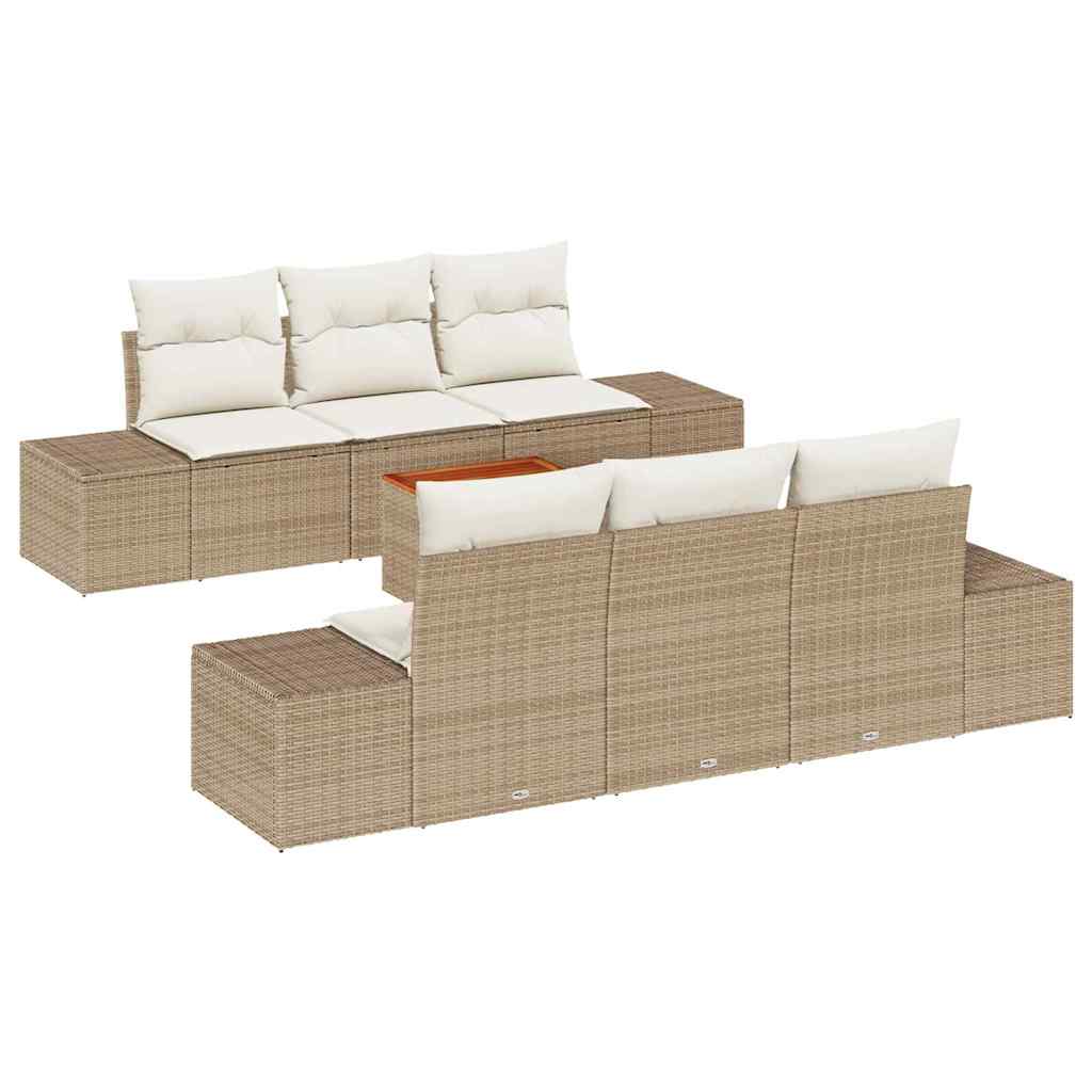 Havesofa Sæt 7 stk. Beige polyrattan