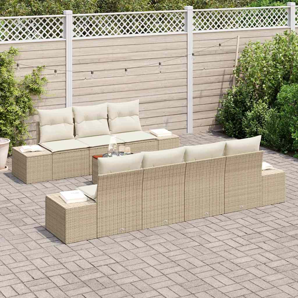 Havesofa Sæt 8 stk. Beige polyrattan