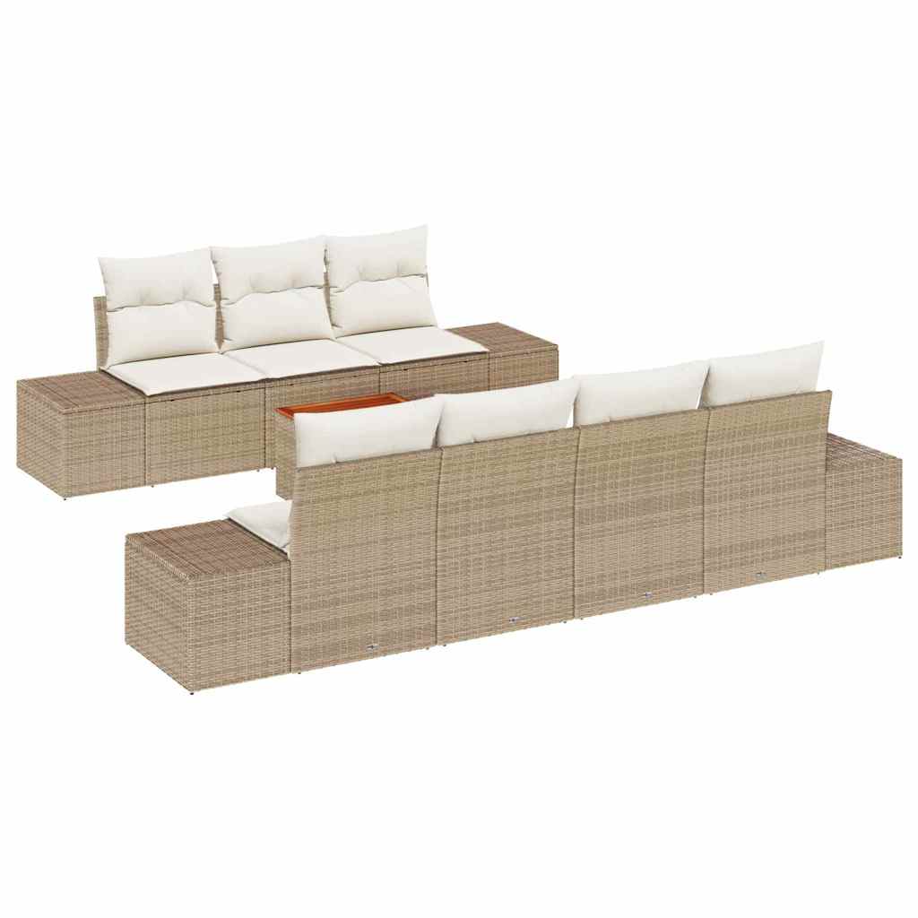 Havesofa Sæt 8 stk. Beige polyrattan