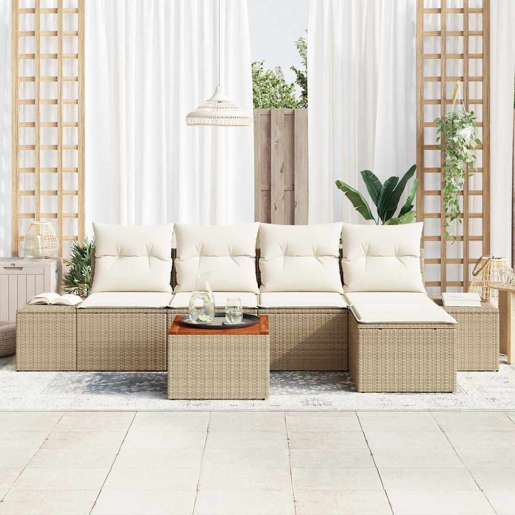 Havesofa Sæt 6 stk. Beige polyrattan