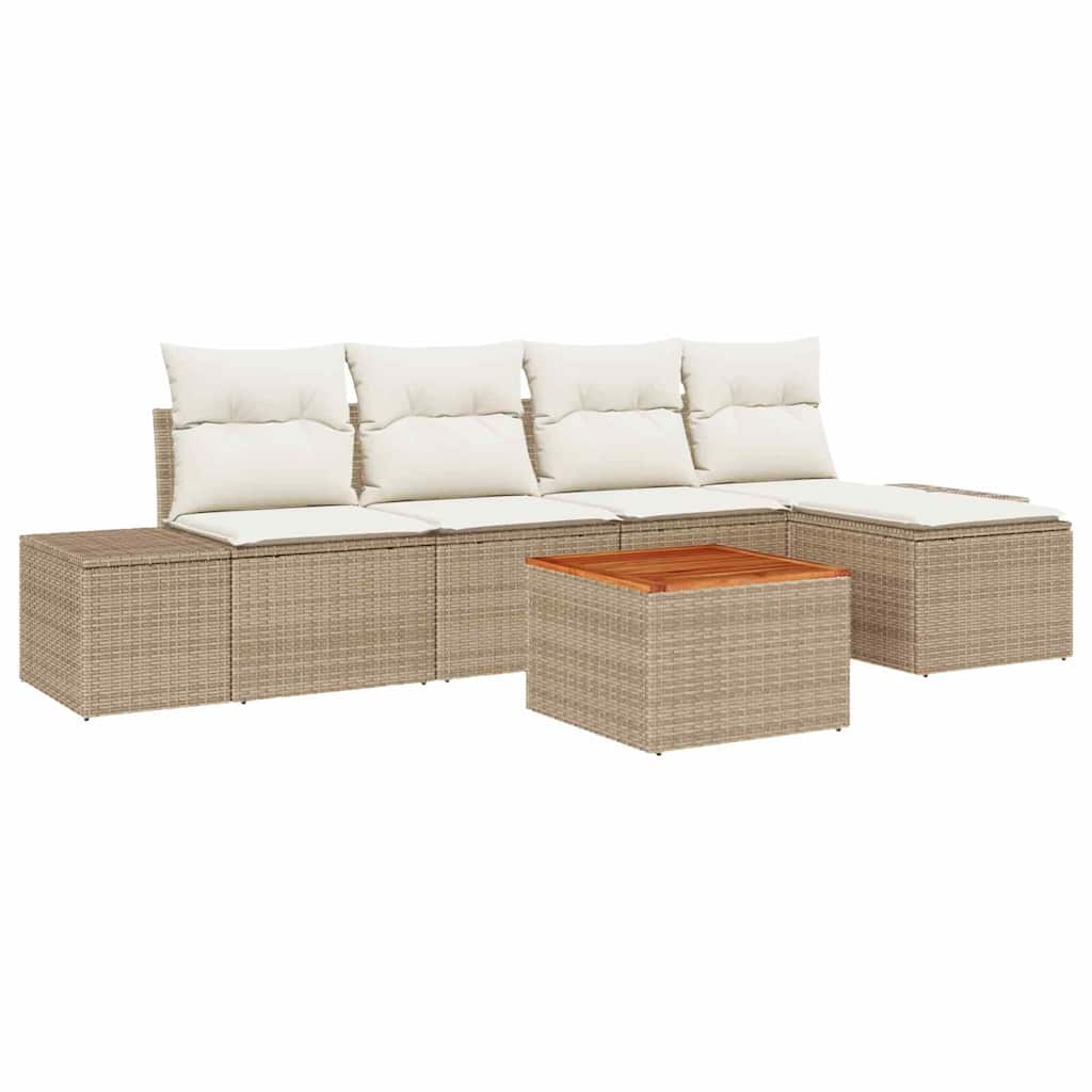 Havesofa Sæt 6 stk. Beige polyrattan