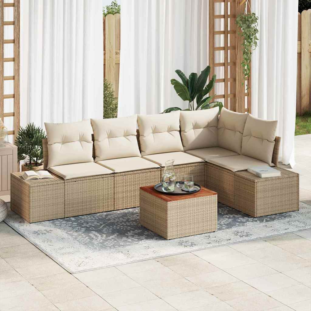 Havesofa Sæt 6 stk. Beige polyrattan