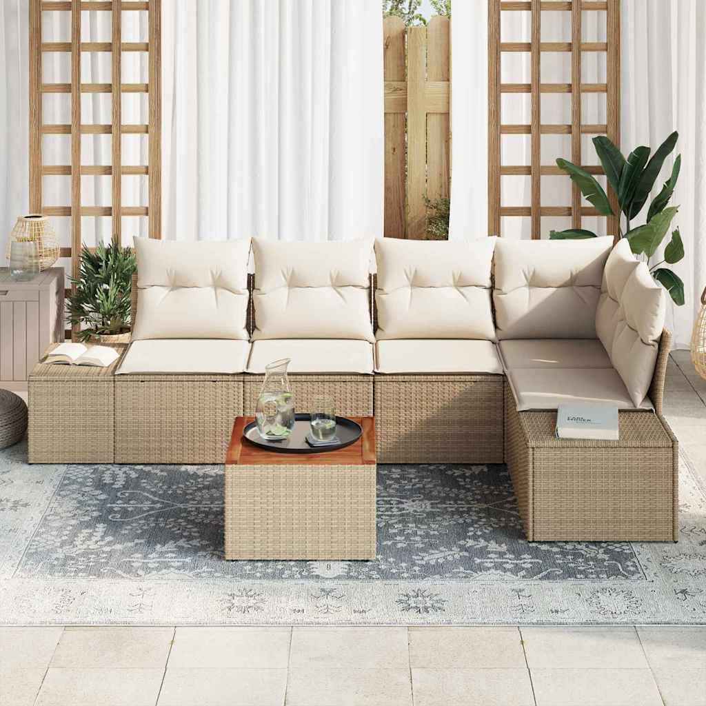 Havesofa Sæt 6 stk. Beige polyrattan