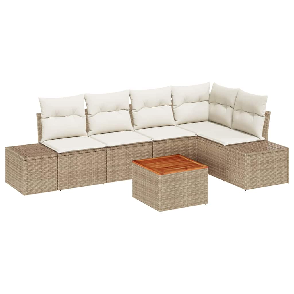Havesofa Sæt 6 stk. Beige polyrattan