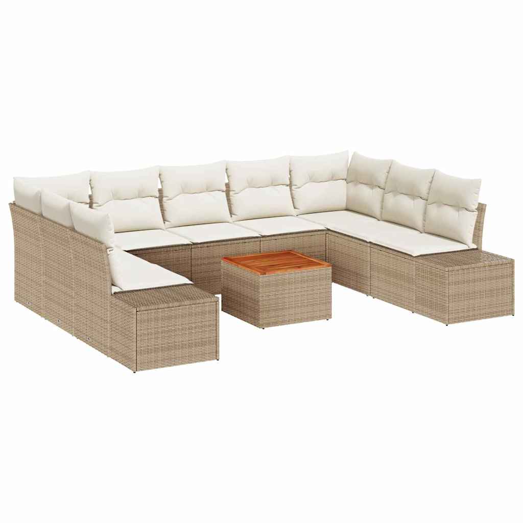 Havesofa Sæt 10 stk. Beige polyrattan