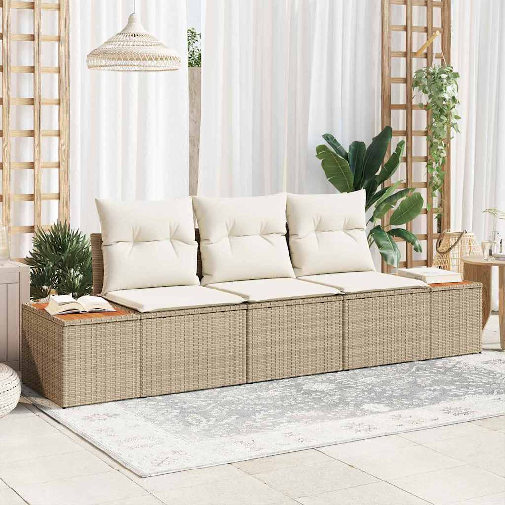 Havesofa Sæt 3 stk. Beige polyrattan