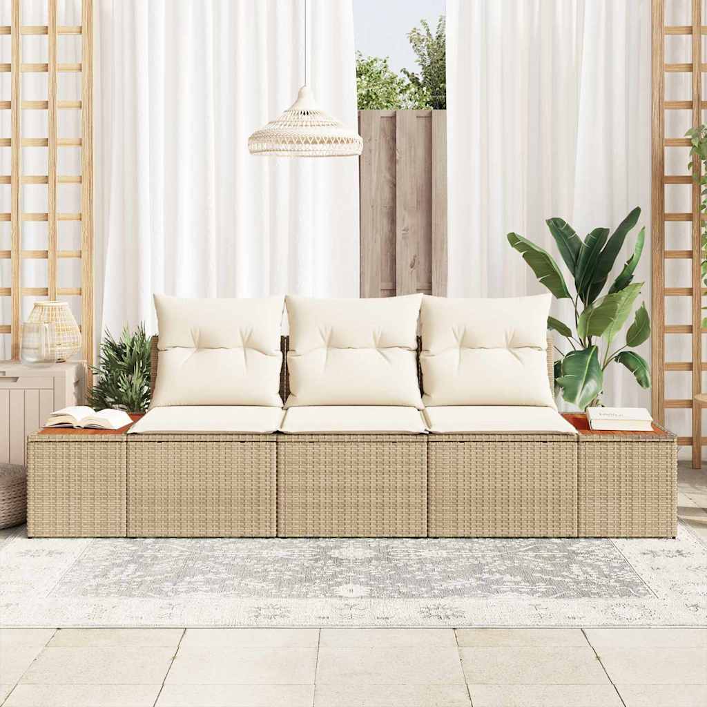 Havesofa Sæt 3 stk. Beige polyrattan