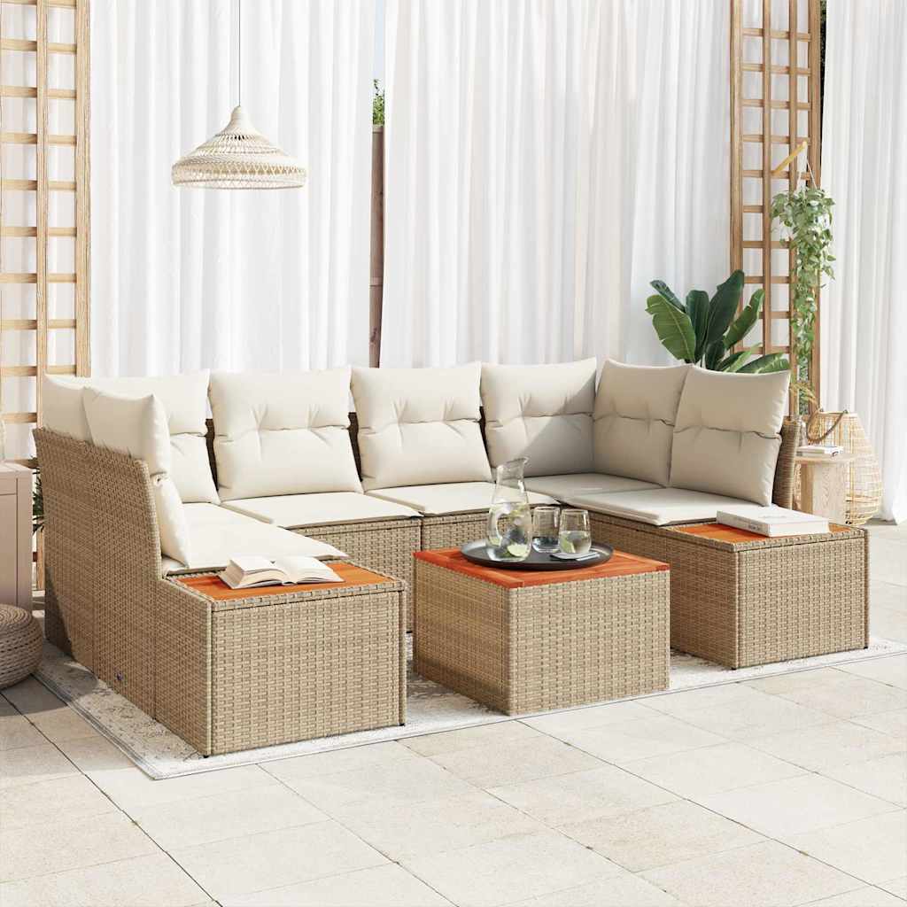 Havesofa Sæt 6 stk. Beige Poly rattan