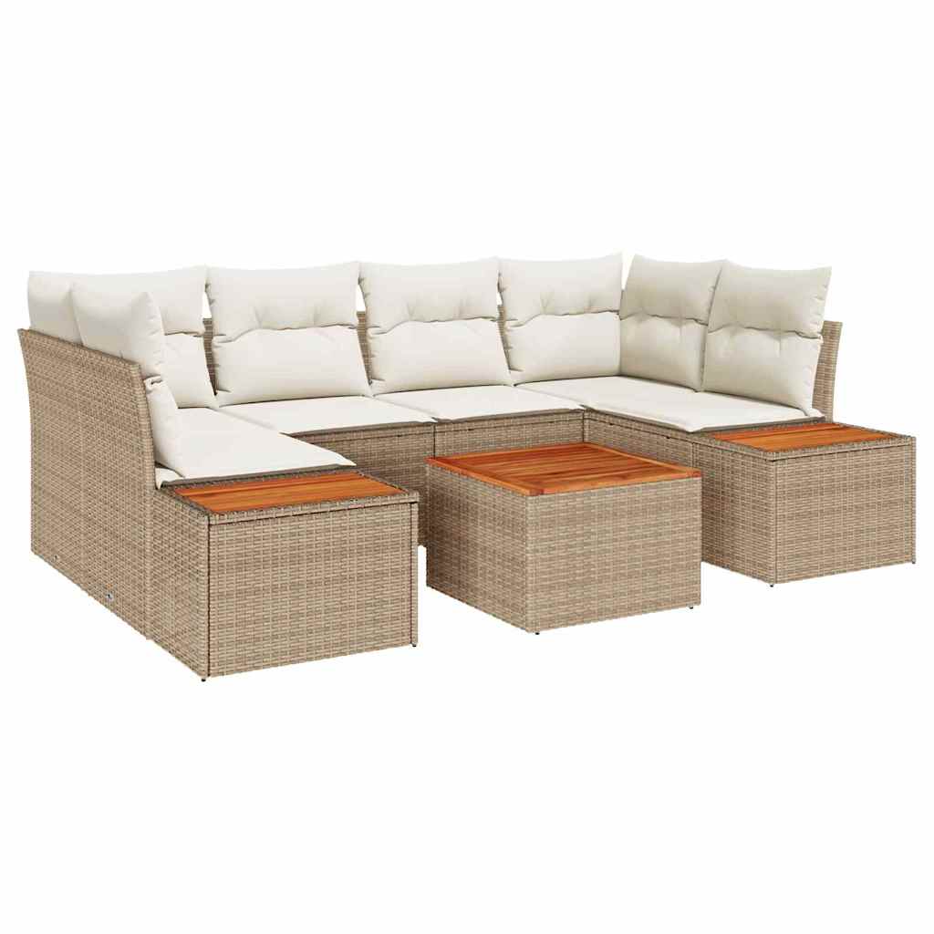 Havesofa Sæt 6 stk. Beige Poly rattan