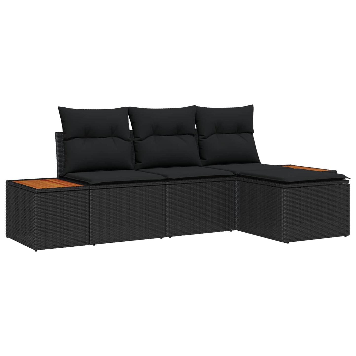 Havesofa Sæt 4 stk. Sort polyrattan