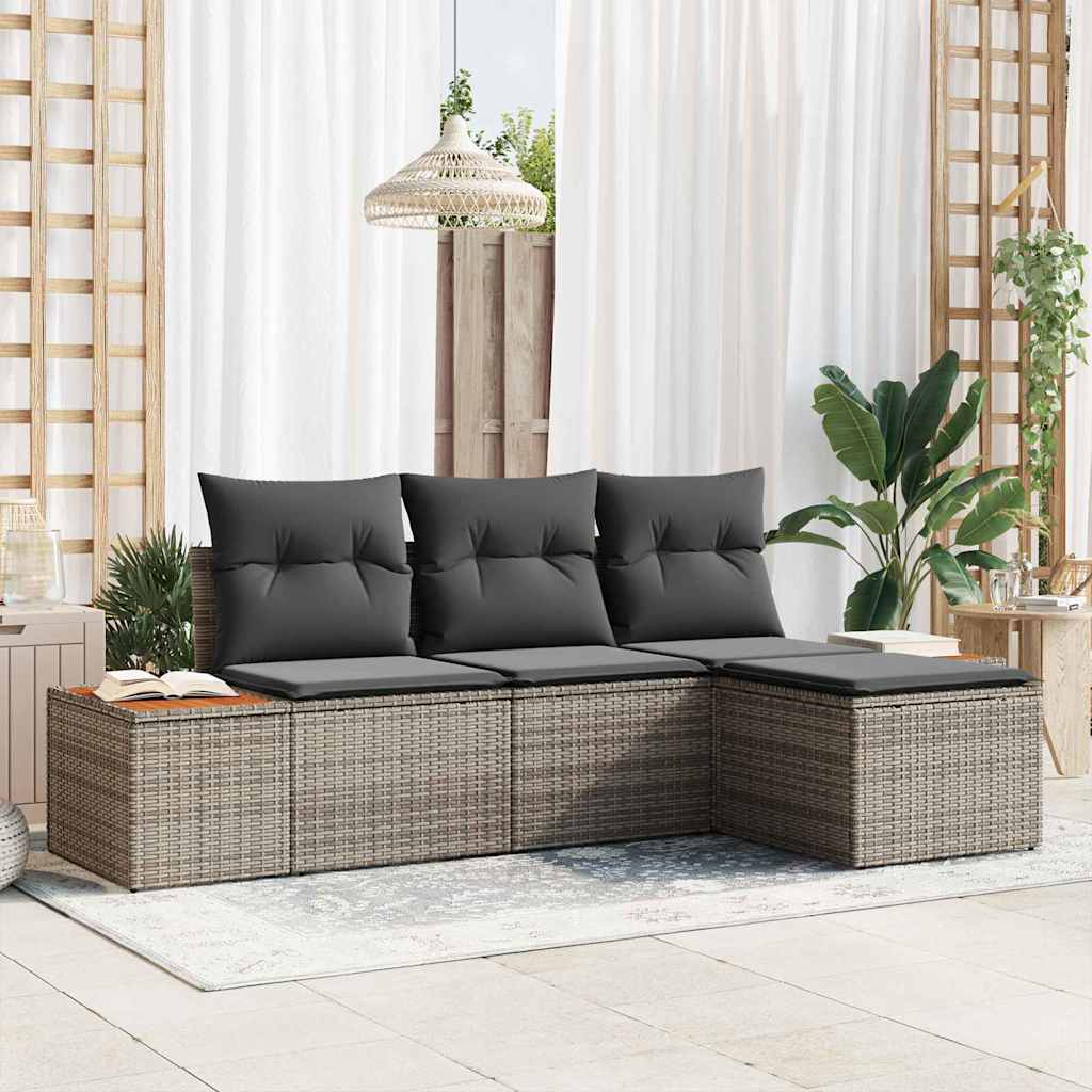Havesofa Sæt 4 stk. Grå polyrattan