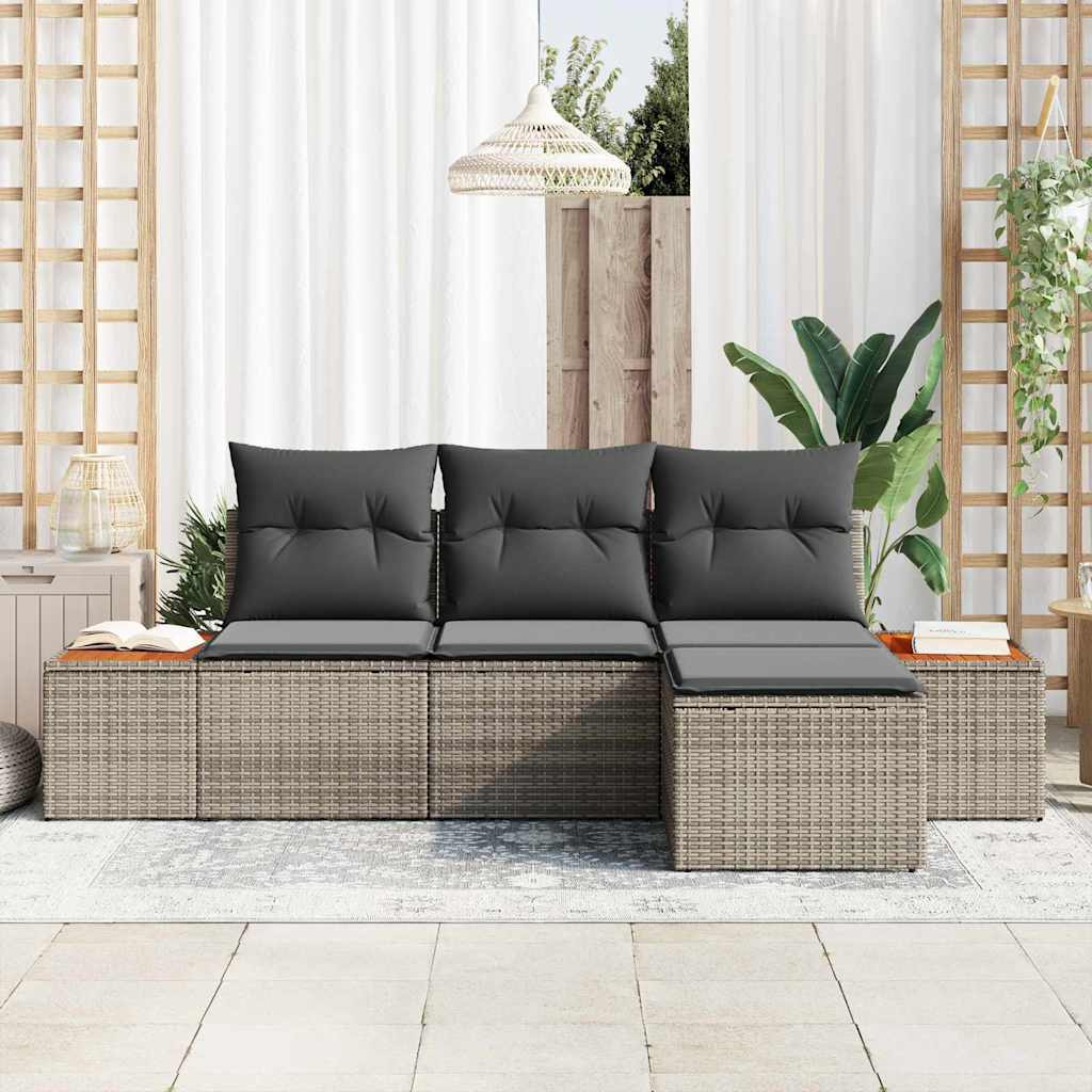 Havesofa Sæt 4 stk. Grå polyrattan