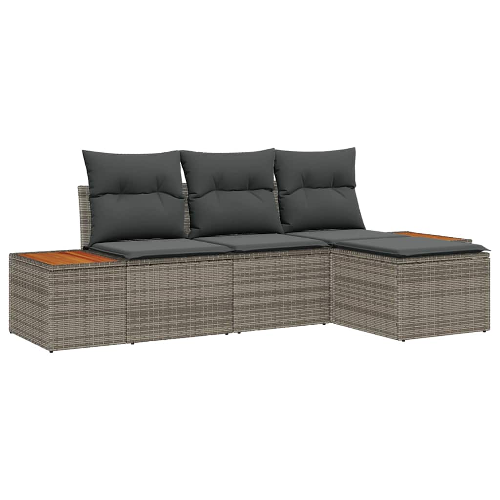 Havesofa Sæt 4 stk. Grå polyrattan