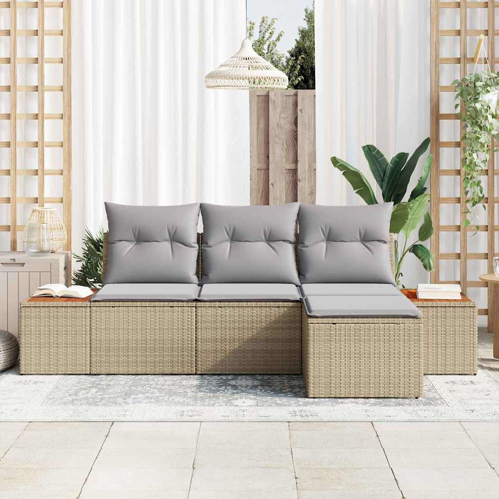 Havesofa Sæt 4 stk. Beige polyrattan