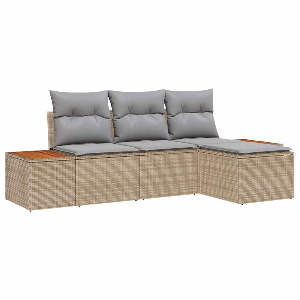 Havesofa Sæt 4 stk. Beige polyrattan