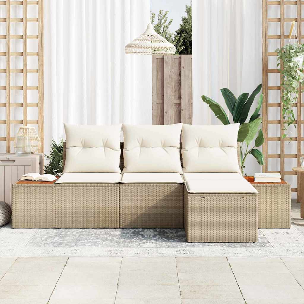 Havesofa Sæt 4 stk. Beige polyrattan