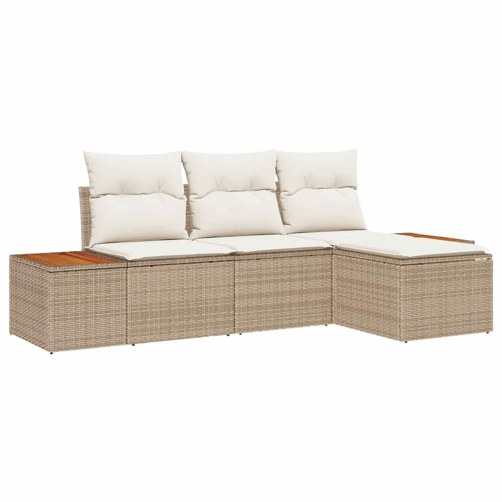 Havesofa Sæt 4 stk. Beige polyrattan