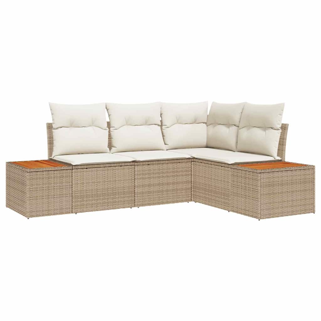 Havesofa Sæt 5 stk. Beige Poly rattan