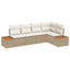 Havesofa Sæt 5 stk. Beige Poly rattan