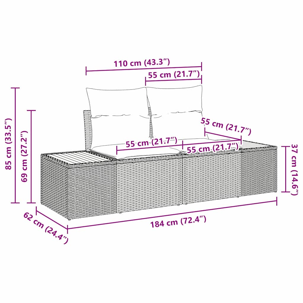 Havesofa Sæt 5 stk. Beige Poly rattan