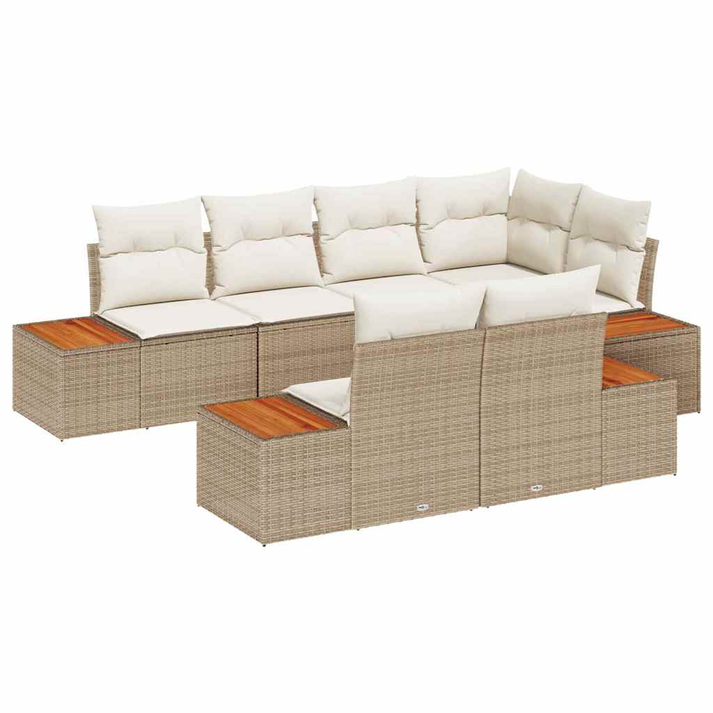 Havesofa Sæt 7 stk. Beige polyrattan