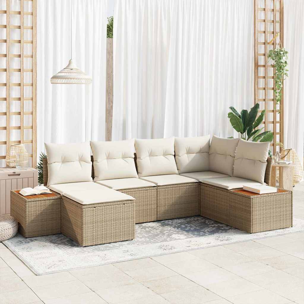 Havesofa Sæt 6 stk. Beige polyrattan