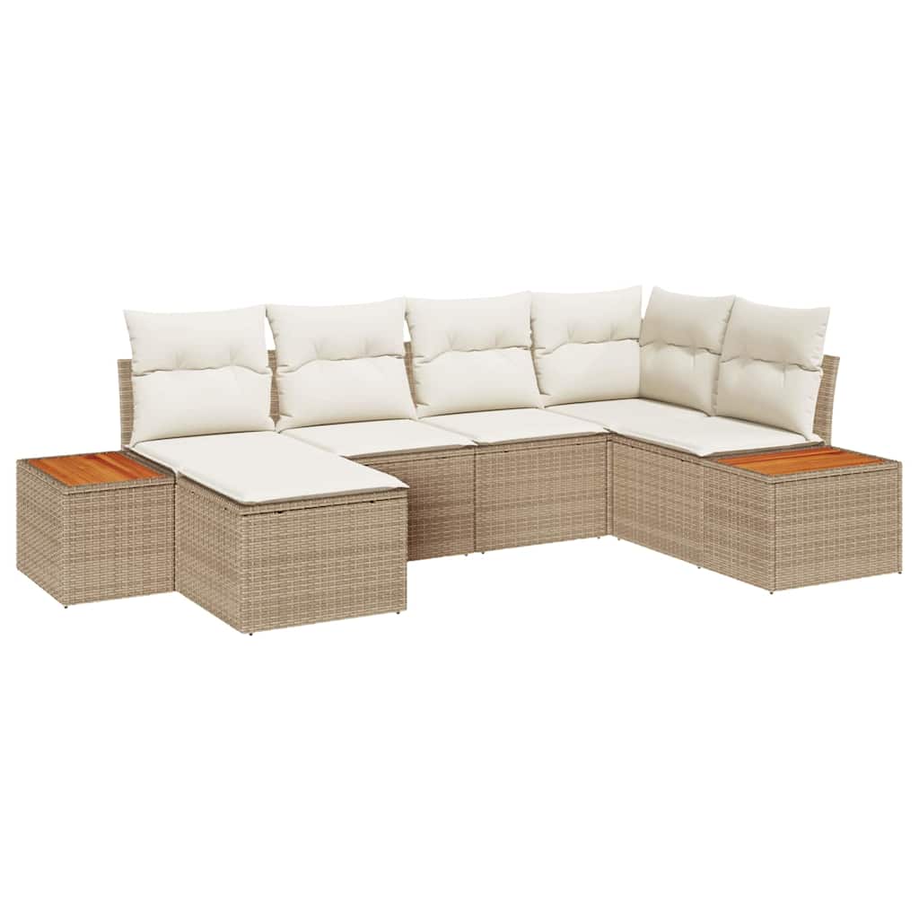 Havesofa Sæt 6 stk. Beige polyrattan