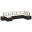 Havesofa Sæt 7 stk. Sort Poly rattan