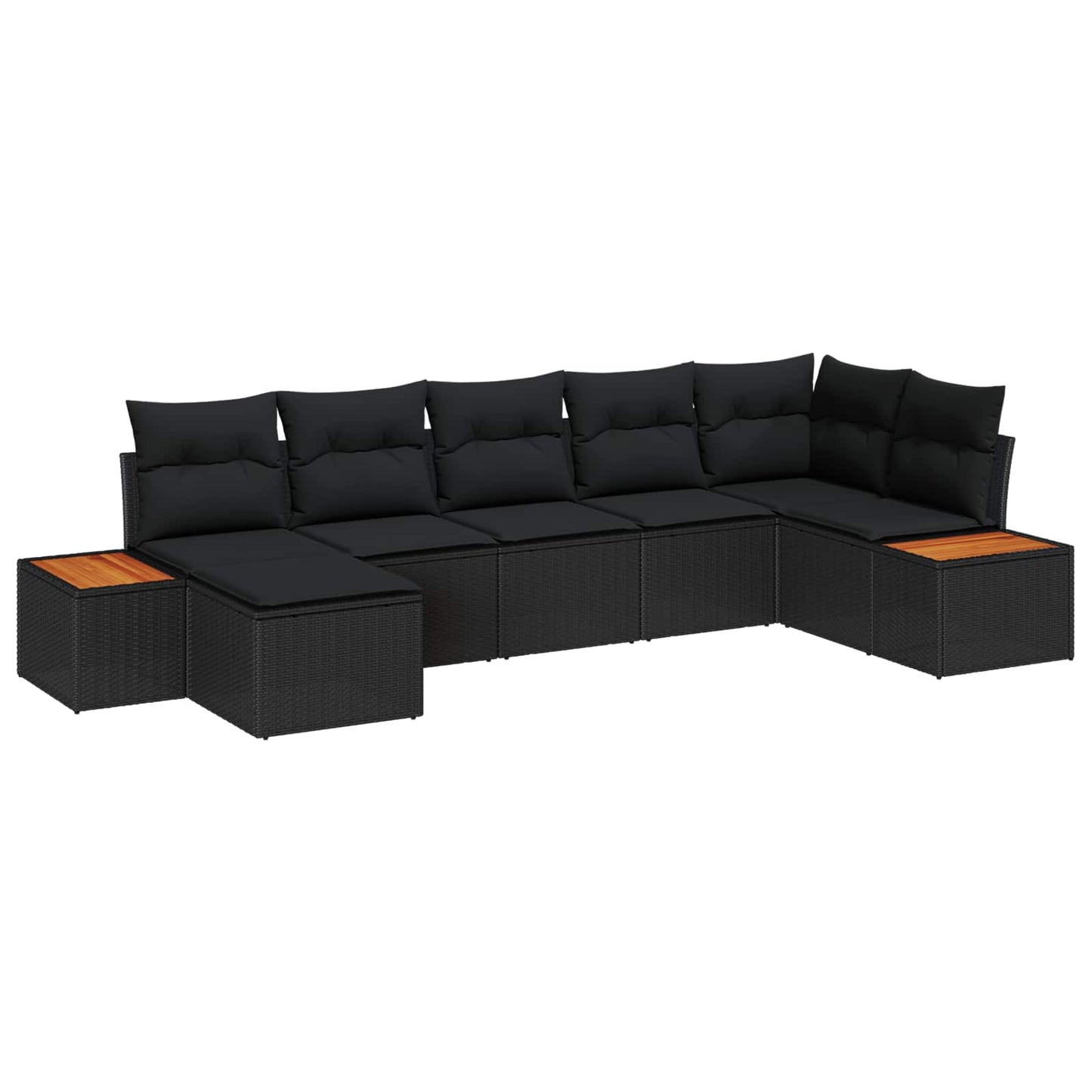 Havesofa Sæt 7 stk. Sort Poly rattan
