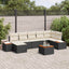 Havesofa Sæt 8 stk. Sort Poly rattan