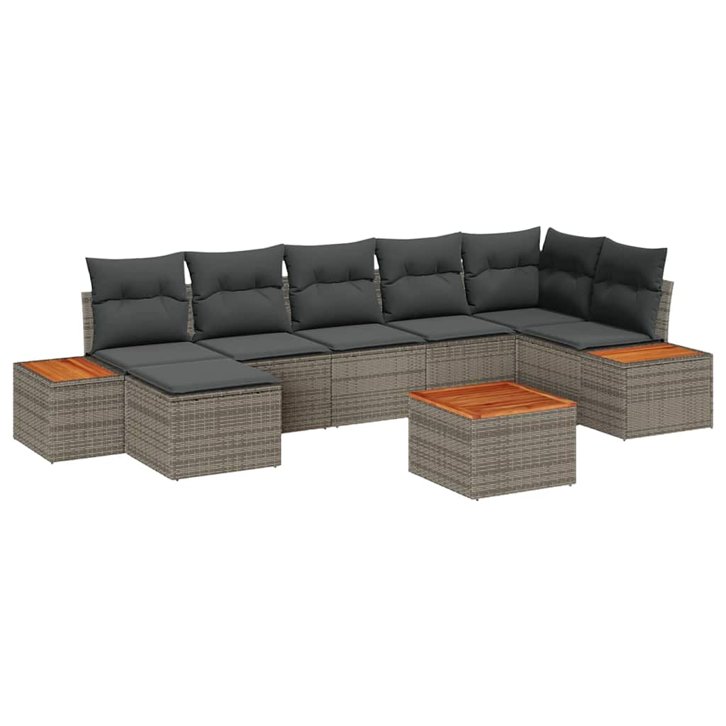 Havesofa Sæt 8 stk. Grå Poly rattan
