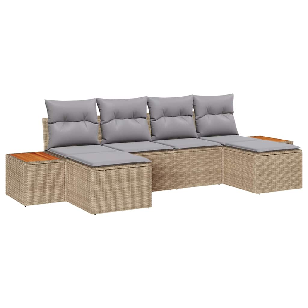 Havesofa Sæt 6 stk. Beige polyrattan