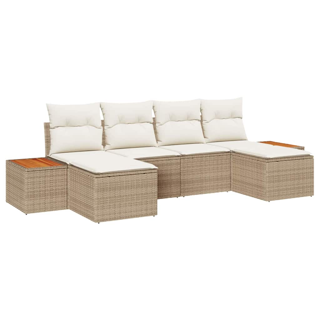 Havesofa Sæt 6 stk. Beige polyrattan