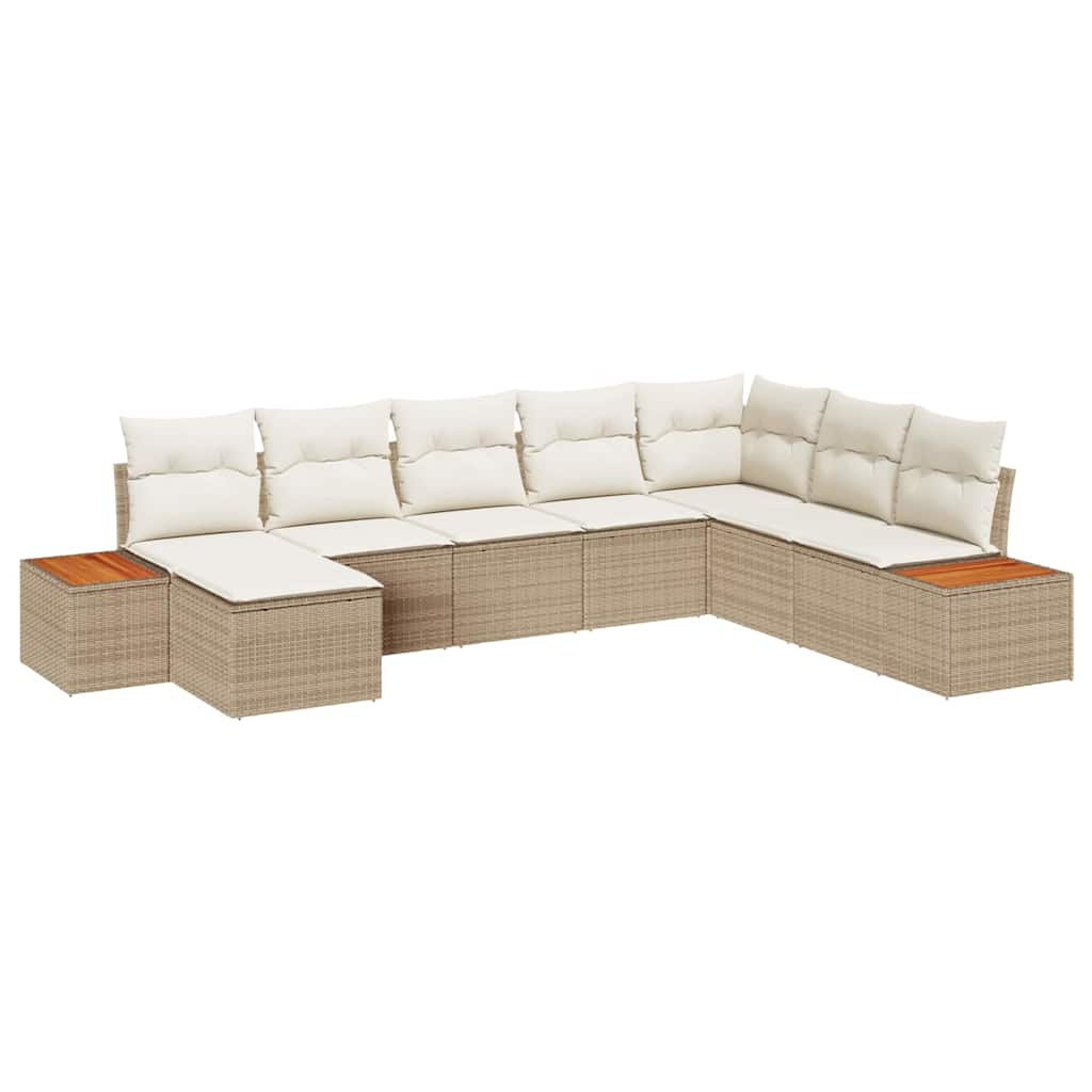 Havesofa Sæt 8 stk. Beige Poly rattan