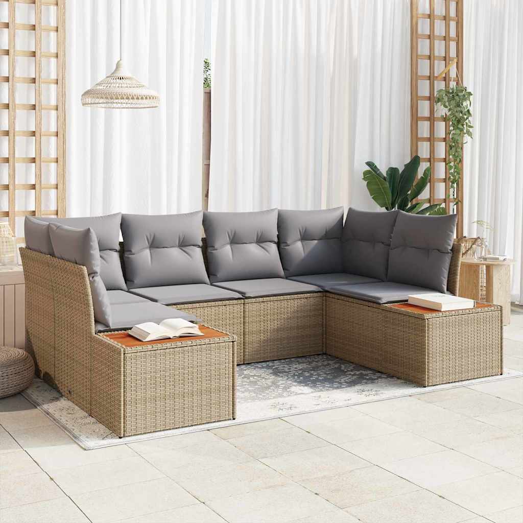 Havesofa Sæt 6 stk. Beige polyrattan