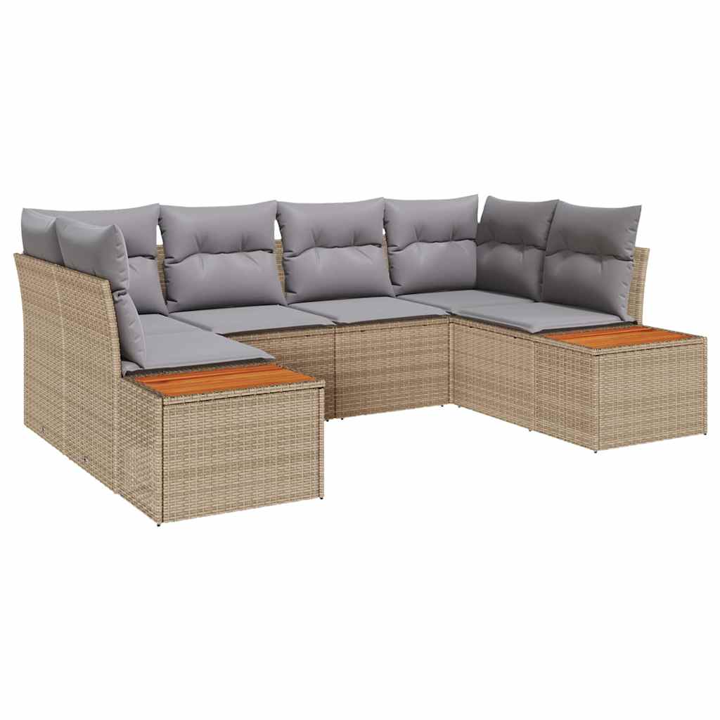 Havesofa Sæt 6 stk. Beige polyrattan