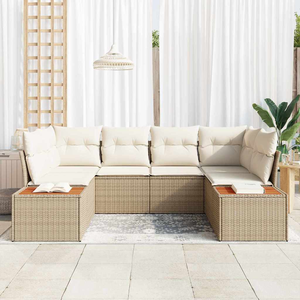 Havesofa Sæt 6 stk. Beige polyrattan