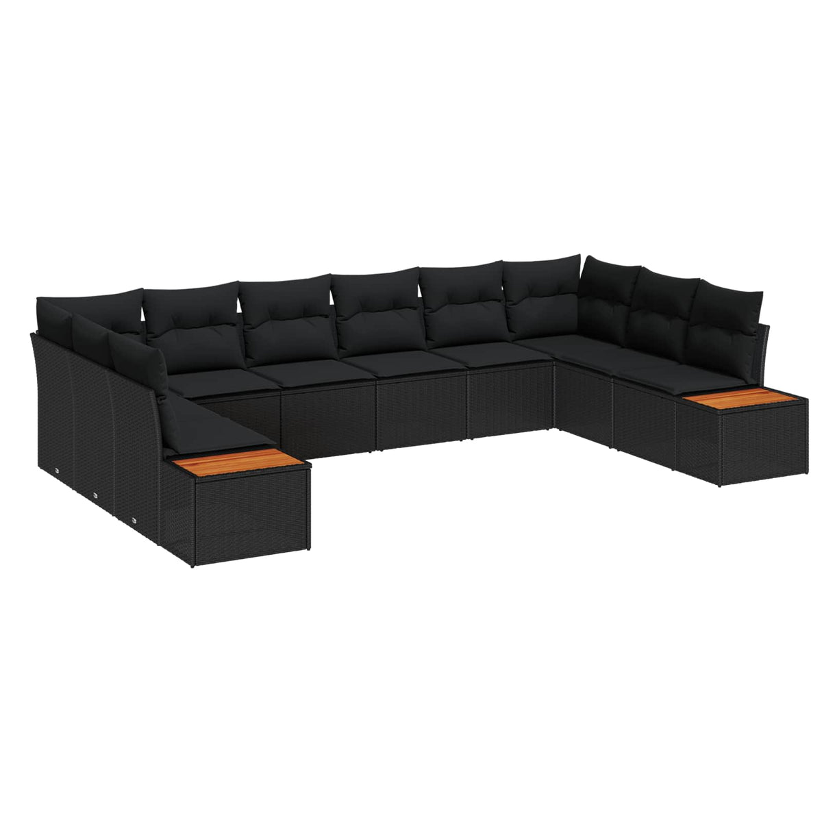 Havesofa Sæt 10 stk. Sort Poly rattan
